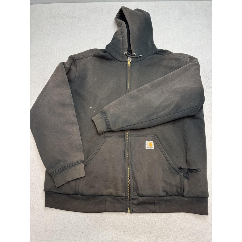 Carhartt 100632 Hoodie Mens XL Black Rain Defender Full Zip Thermal Lined‎